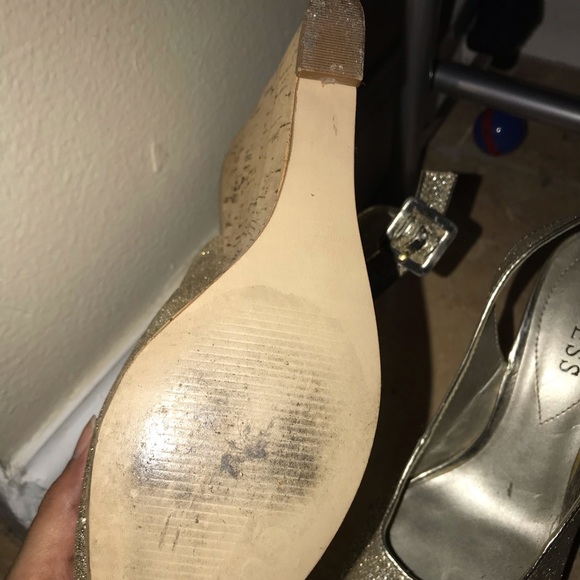 Guess Gold Peep Toe Wedges - Picture 4 of 4